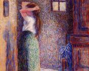 卡米耶 毕沙罗 : Young Peasant at Her Toilette